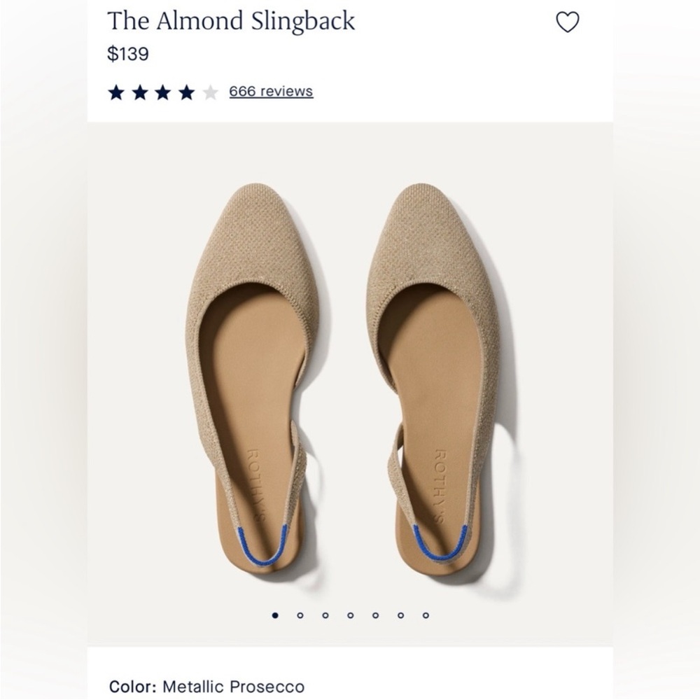 Rothy’s Almond Slingback, Size 9.5